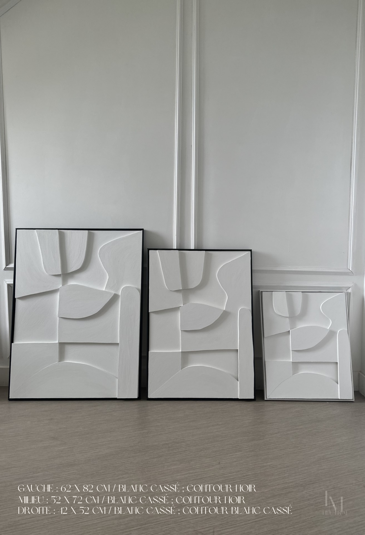 TRIO Modèles Sofia, Sienne & Samara - Tableaux en relief 3D - Lot de 3 – LM  Neutral